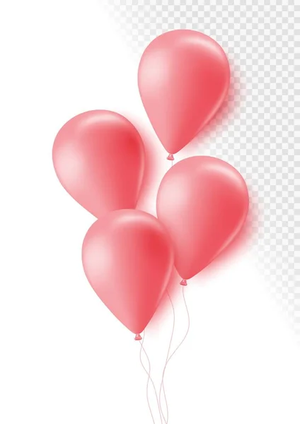 Realistic rose 3d balloons isolated on transparent background. Air balloons for Birthday parties, celebrate anniversary, weddings festive season decorations. Helium vector balloon. — Image vectorielle