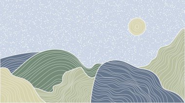 Japon dalga çizgisi sanat arka planı. Soyut dağ pankartı tasarım modeli. Vektör geometrik poster