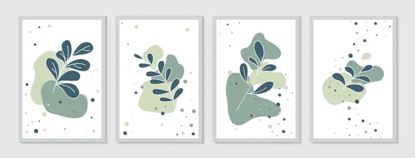 印刷のための植物壁アート植物壁紙デザイン。幾何学的なミニマルなデザインの緑の葉のコンセプト。ベクターイラスト — ストックベクタ