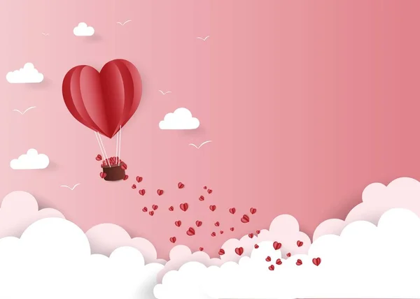 Joyeux Valentines carte de voeux avec coeur dans le style de coupe de papier. Brochure rose amour avec des mots de calligraphie. Modèle de marketing d'illustration vectorielle — Image vectorielle