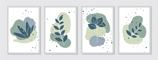 印刷のための植物壁アート植物壁紙デザイン。幾何学的なミニマルなデザインの緑の葉のコンセプト。ベクターイラスト — ストックベクタ