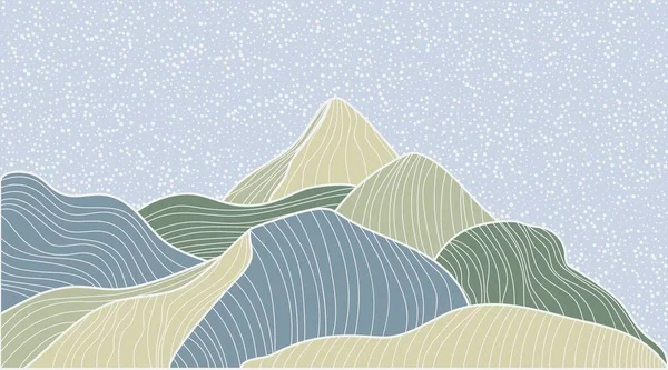 日本の波線アートの風景背景。抽象的な山のバナーのデザインパターン。ベクトル幾何学ポスター — ストックベクタ