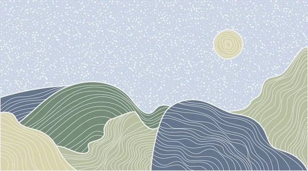 日本の波線アートの風景背景。抽象的な山のバナーのデザインパターン。ベクトル幾何学ポスター — ストックベクタ