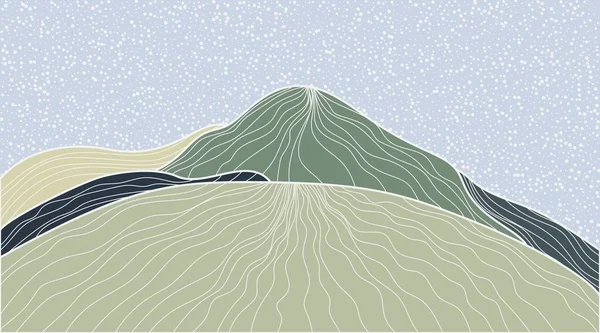 Japanische Welle Linie Kunst Landschaft Hintergrund. Abstraktes Gebirgsbanner-Muster. Geometrisches Vektorplakat — Stockvektor