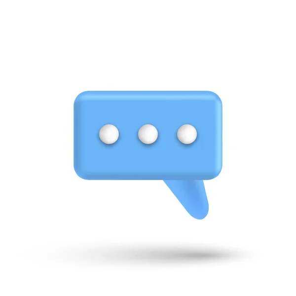 Beszédbuborék 3D box chat gomb. Üzenet beszélni léggömb renderelés stílusban. Vektor beszélni 3D ikon illusztráció — Stock Vector