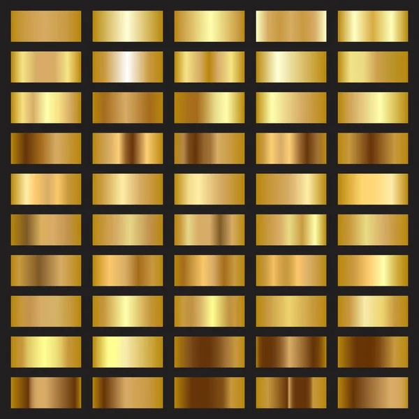Guld folie lutning textur bakgrund set. Insamling av gyllene folie lutning mall. Vektor — Stock vektor
