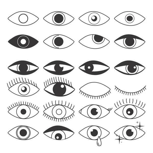 Desenhe Ícones Dos Olhos Definidos Conceito Visão Aberta Fechada Ilustração — Vetor de Stock