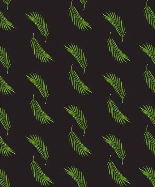 Тропический Лист Пальмы Бесшовный Фон Рисунка Настоящее Зеленое Летнее Растение — стоковый вектор