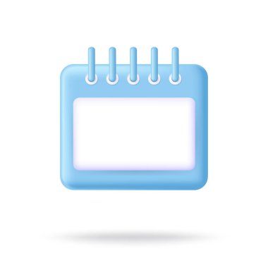 Calendar 3d vector icon. Time management diary sign. Planning agenda concept. To do cartoon reminder design