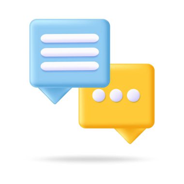 Speech bubble 3d icon message concept. Realistic speech bubble with dots for chat. Vector illustration message box