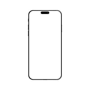New modern realistic front view black smart phone mockup isolated on white. Cellphone mobile template. Vector telephone illustration