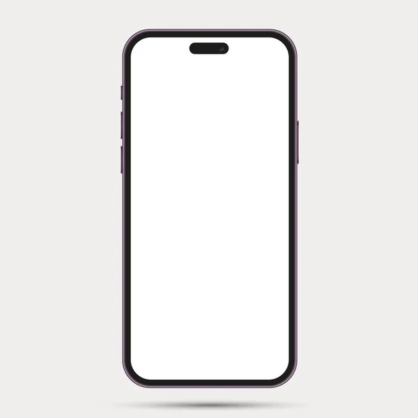 Реалістичний Макет Смартфона Спереду Мобільний Телефон Фіолетовий Кадр Порожнім Білим — стоковий вектор