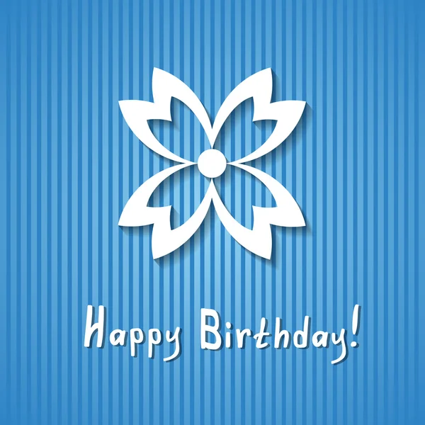 Blauwe verjaardagskaart met een bloem — Stockvector