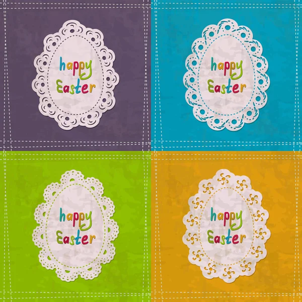 Set of 4 vintage greeting cards for the Easter — Stock Vector