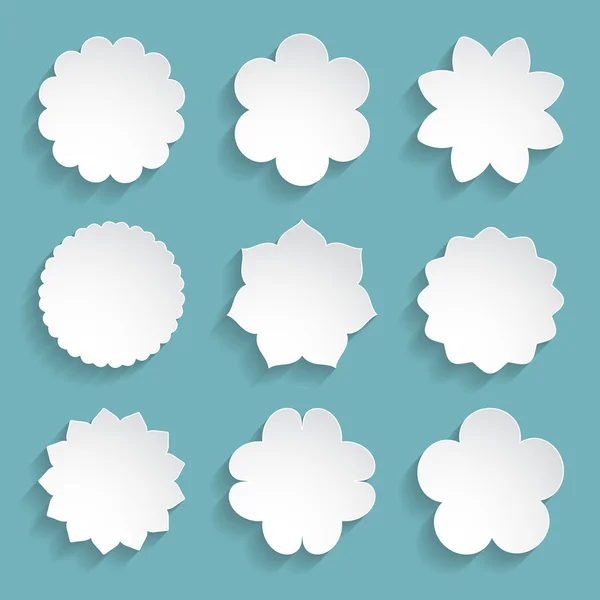 Beyaz kağıt çiçek çerçeve kümesi — Stok Vektör