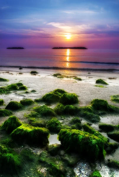 Sonnenaufgang am Meer an einem italienischen Strand — Stockfoto