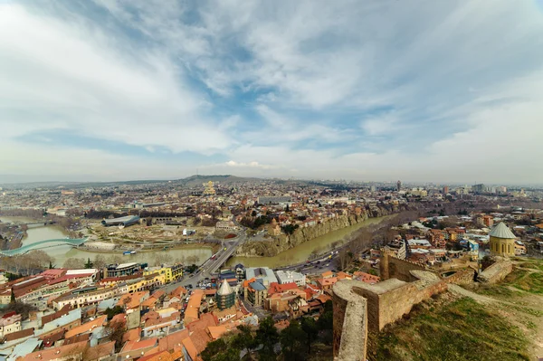 Narikala citadellet och gamla tbilisi Stockbild