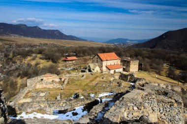 Dmanisi Sioni basilica and ruins of the Medieval fortress. clipart