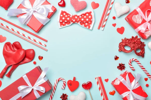 Holiday Card Red Accessories Holiday Party Banner Frame Valentine Day — Stock Photo, Image