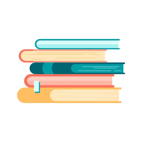 Montón Libros Colores Aislados Blanco Ilustración Vectorial Plana Estilo Dibujos — Vector de stock