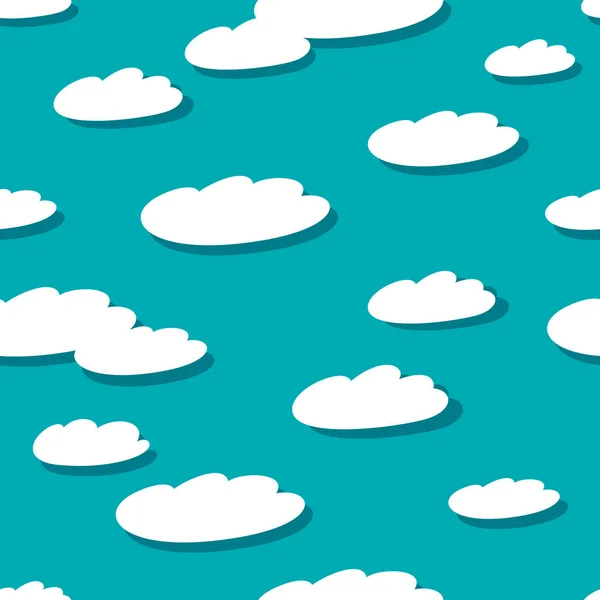 Σύννεφα Αδιάλειπτη Μοτίβο Μπλε Φόντο Επίπεδη Διανυσματική Απεικόνιση Στυλ Κινουμένων Royalty Free Διανύσματα Αρχείου
