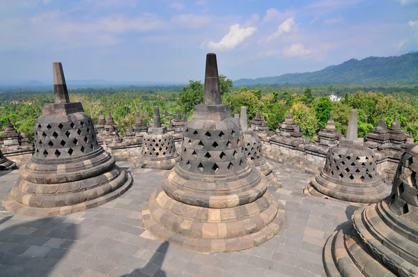 仏舎利塔行、ジョグ ジャカルタ、ジャワ、インドネシアのボロブドゥール寺院をアーキテクチャ. — Stockfoto