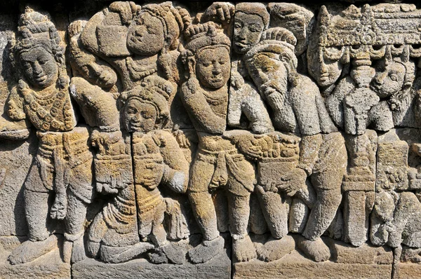 Relief i forntida buddhistiska templet borobudur, yogjakarta Indonesien. — Stockfoto