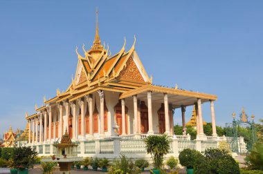 Famous Silver Pagoda inside the royal palace grounds Phenom Phen Cambodia clipart