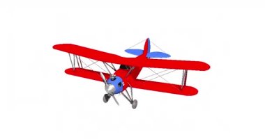 Pervaneli eski çift kanatlı uçak havada süzülüyor