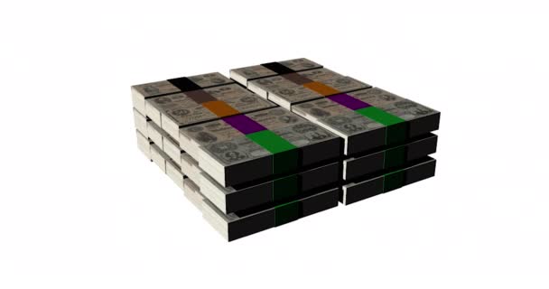 Many Bundles Money Bills Bandaroles — Stock Video