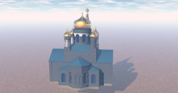 Gran Iglesia Ortodoxa Con Torres Oro — Vídeo de stock