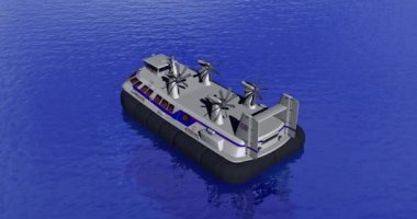 Dalgalı denizin üzerinde büyük hovercraft yelkenleri