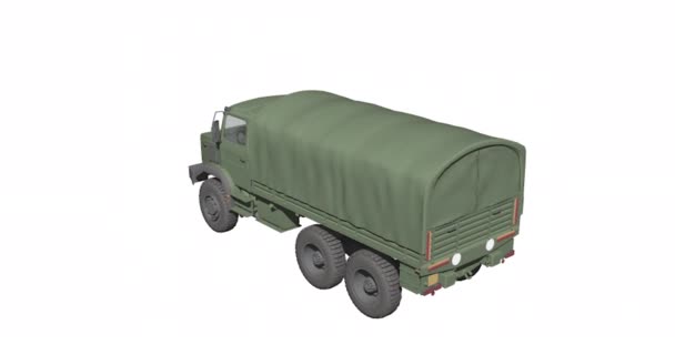 Velho Caminhão Militar Verde Com Grande Área Carga — Vídeo de Stock