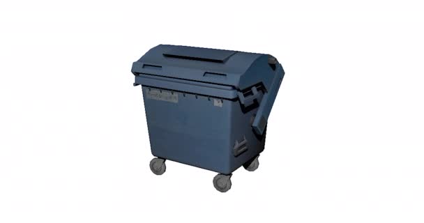 青い車輪に蓋のついたゴミ箱 — ストック動画