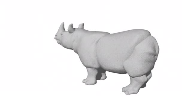Heavy Rhinoceros Stamps Steppe — Stock Video