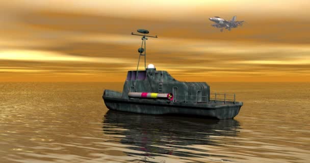 Патрульная Лодка Ракетами Море — стоковое видео
