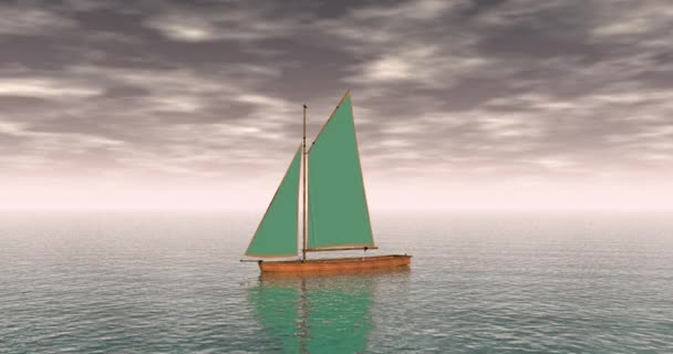 帆船在彩虹下的海面上漂浮 — 图库视频影像