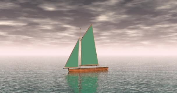 Sailboat Floats Sea Rainbow — Stock Video