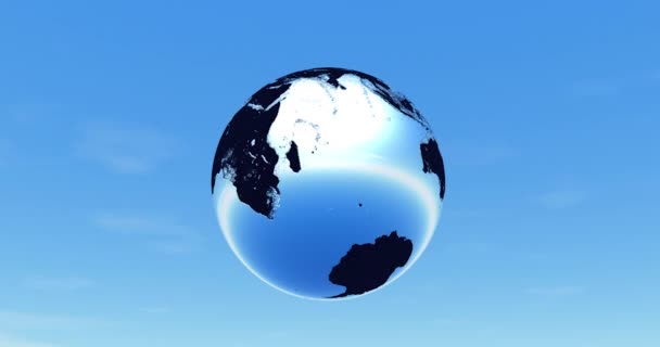 Planet Erde Mit Kontinenten Himmel — Stockvideo