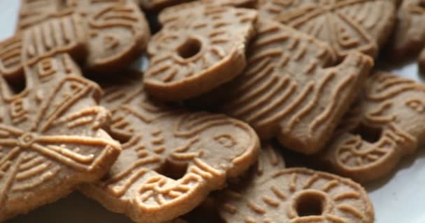 Delicious Crispy Speculoos Biscuits Christmas — Stock Video