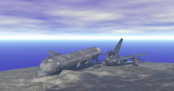 Acidente Avião Com Detritos Terra — Vídeo de Stock