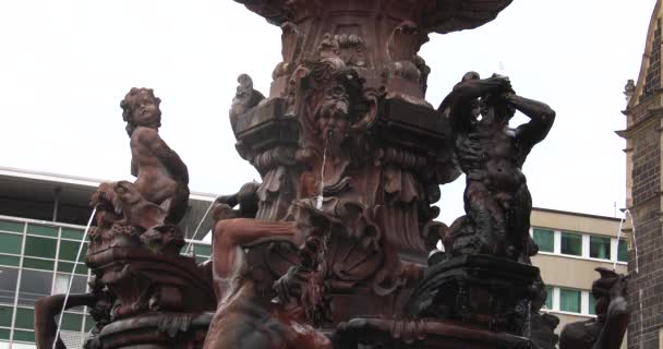 Great Fountain Wuppertal Marketplace — Stock Video