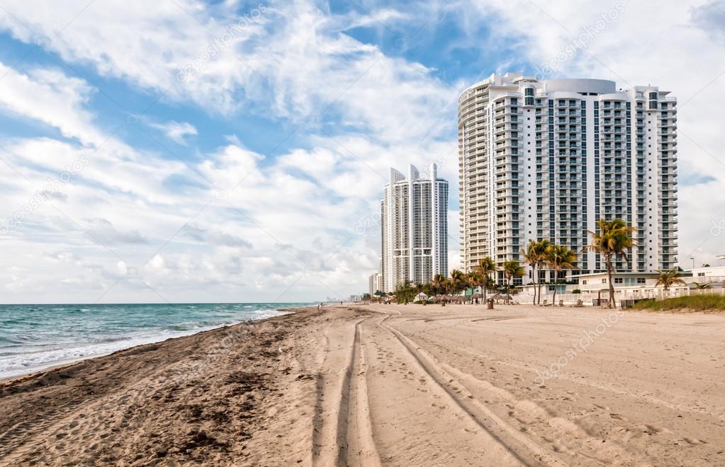 View of Sunny Isles Miami beach in Florida at morning, USA
