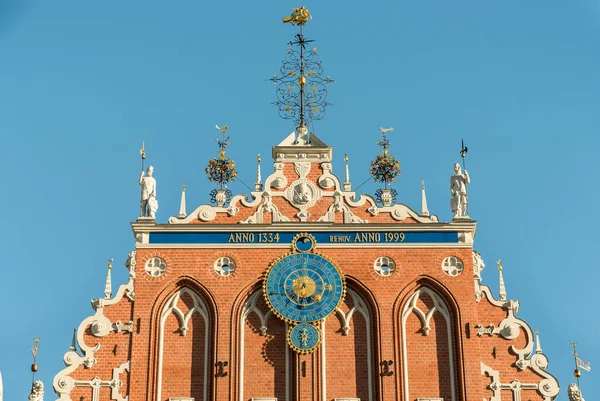 Details Blackheads House Town Hall Square Old Town Riga Capital — Stock Photo, Image