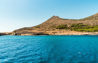 Sicilya 'daki Akdeniz' deki Egadi Adaları manzarası, Trapany, İtalya