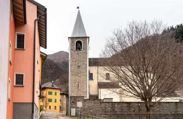 Bell Tower Catholic Church Saints Rocco Sebastiano Gorduno District Bellinzona — стоковое фото