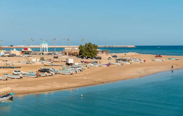 Bay Sur Stad Med Traditionella Båtar Sultanatet Oman Mellanöstern — Stockfoto