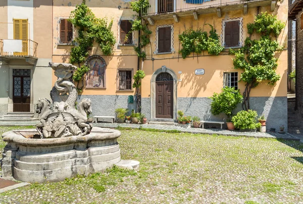 Fuente Plaza Pequeño Pueblo Antiguo Naggio Provincia Como Lombardía Italia — Foto de Stock