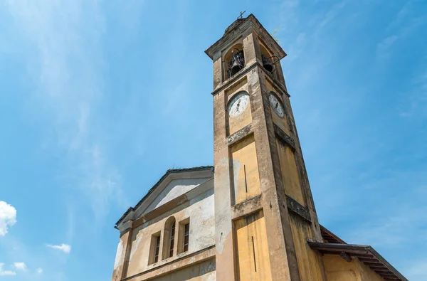 Zvonice Starého Kostela Svatého Antnia Abate Malé Starobylé Vesnici Naggio — Stock fotografie