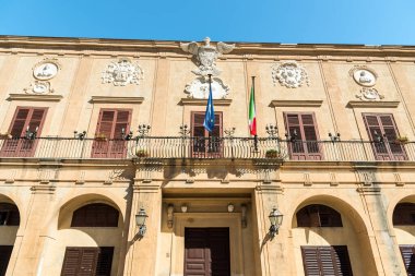 Facade of the town hall of Monreale city, province of Palermo, Sicily, Italy